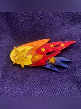 Erstwilder Brooch - Colorful Shooting Star Resin Brooch - Red Orange Yellow Blue